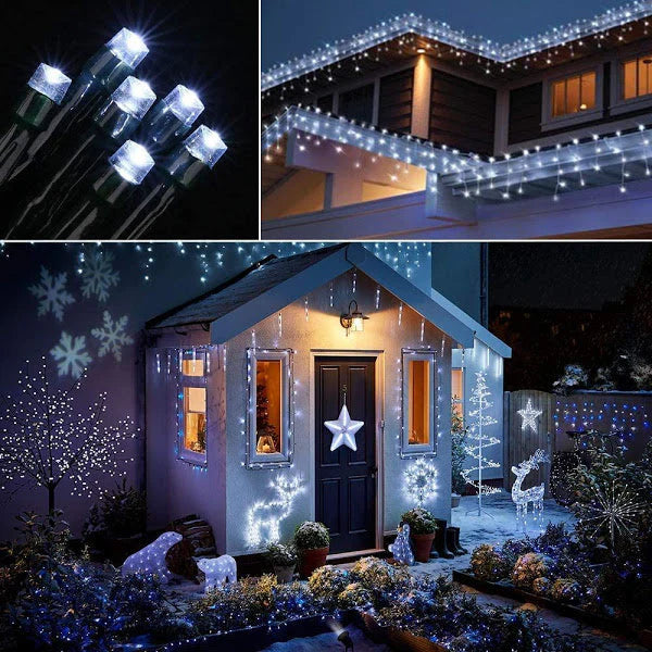 1+1 GRATIS Instalatie 100 LED pentru exterior cu incarcare solara alb rece
