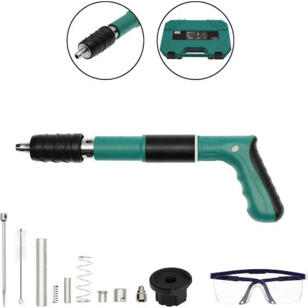 Pistol de batut cuie manual, pentru beton si tavan, slot sarma, argintiu + 100 cuie CADOU