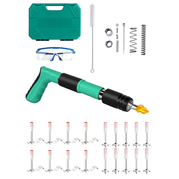 Pistol de batut cuie manual, pentru beton si tavan, slot sarma, argintiu + 100 cuie CADOU