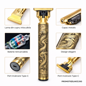 Pachet 2 bucati Masina de tuns profesionala, reincarcabila USB, lama T precisa, pentru par, barba si contur PromotiiZilnice