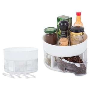 Organizator rotativ, pentru bucatarie, sertare de condimente si lingurite din plastic, rotund, 13x22, 5 cm PromotiiZilnice