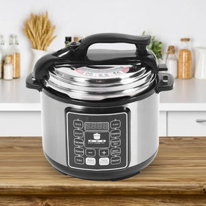 Multicooker 6L cu 14 programe, gatire sub presiune si mentinere la cald, negru/argintiu - PromotiiZilnice
