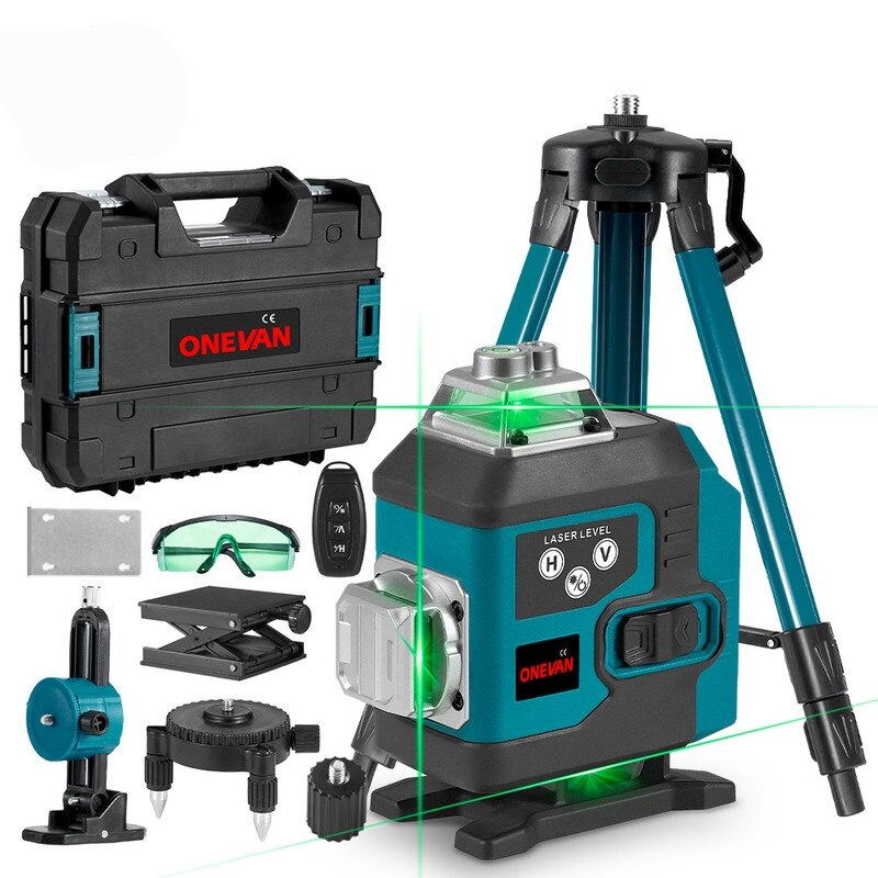 Nivela laser 4D, 16 linii, cu telecomanda, cu 1 baterie, albastru/negru - PromotiiZilnice