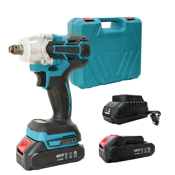 Masina de gaurit si insurubat cu Impact fara fir, 40 accesorii, 2 acumulatori 48V, statie incarcare, valiza transport