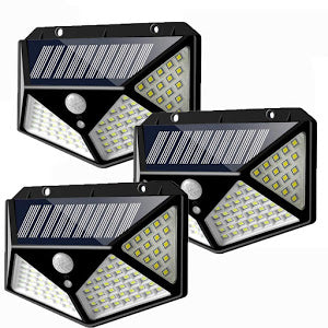 Set 3 x Lampa 100 LED cu panou solar, senzor de miscare