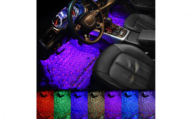 Set 4 LED auto de interior, A10 USB, 7 culori RGB