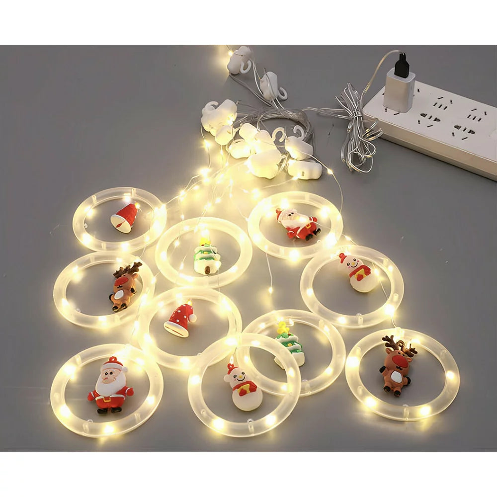 Instalatie de Craciun tip Perdea LED cu Figurine Decorative