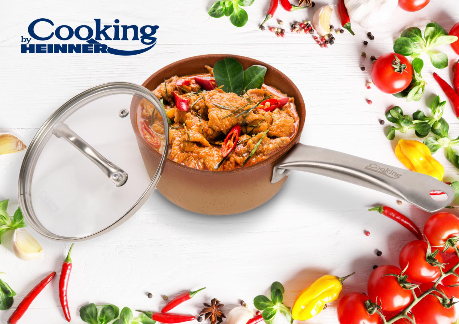 CASEROLA ALUMINIU + CAPAC 16×7.5 CM, 1.2L, CERAMICA, COOKING BY HEINNER