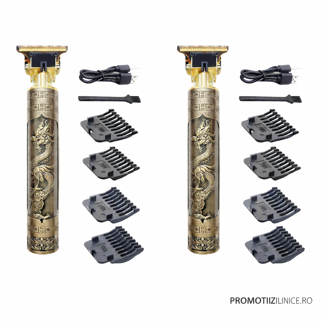 Pachet 2 bucati Masina de tuns profesionala, reincarcabila USB, lama T precisa, pentru par, barba si contur PromotiiZilnice
