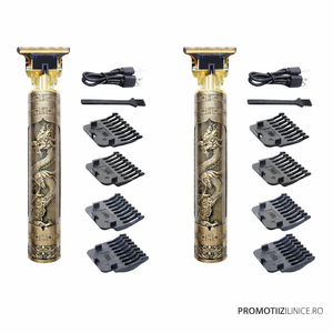 Pachet 2 bucati Masina de tuns profesionala, reincarcabila USB, lama T precisa, pentru par, barba si contur PromotiiZilnice
