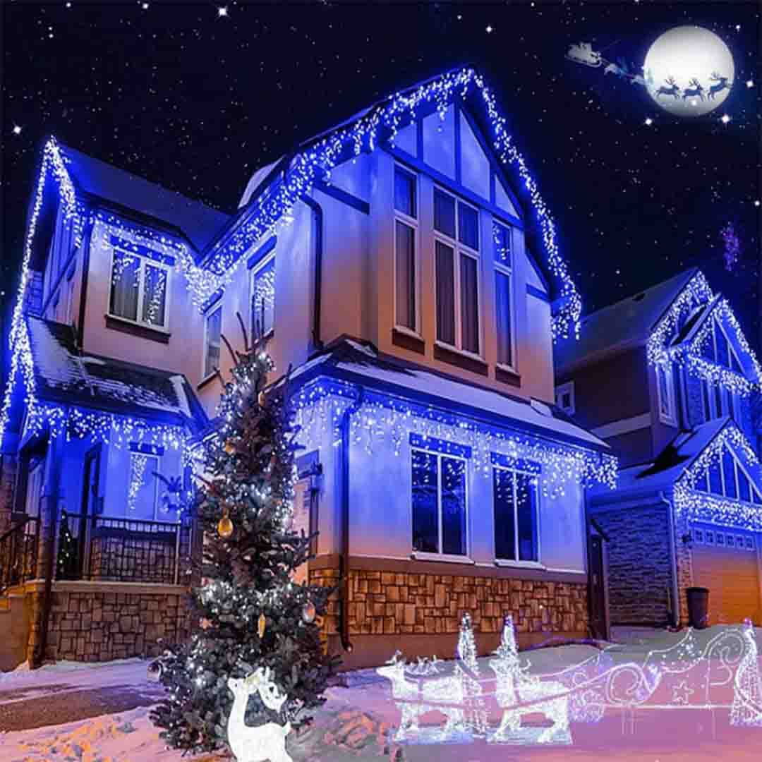 Pachet 3 x Instalatie Franjuri 12 Metri, 3 x 300 Becuri LED ALBASTRU