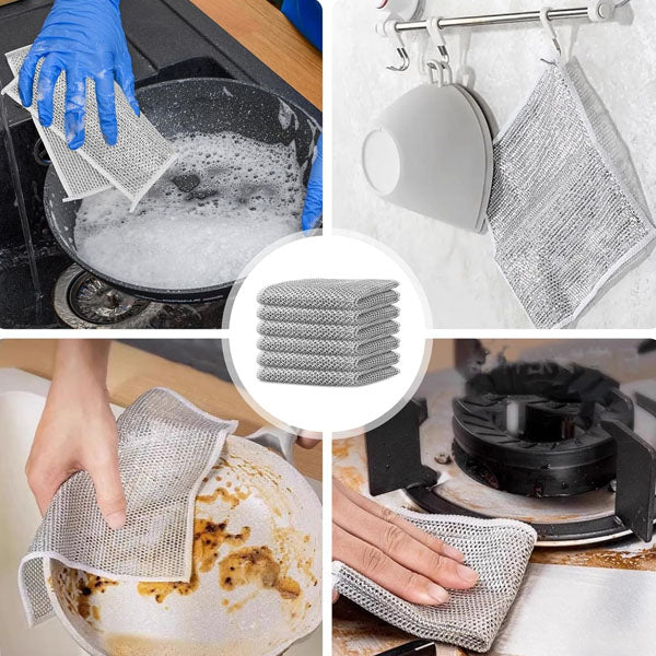 Set 10 lavete multifunctionale, reutilizabile, 20 x 20 cm, argintiu