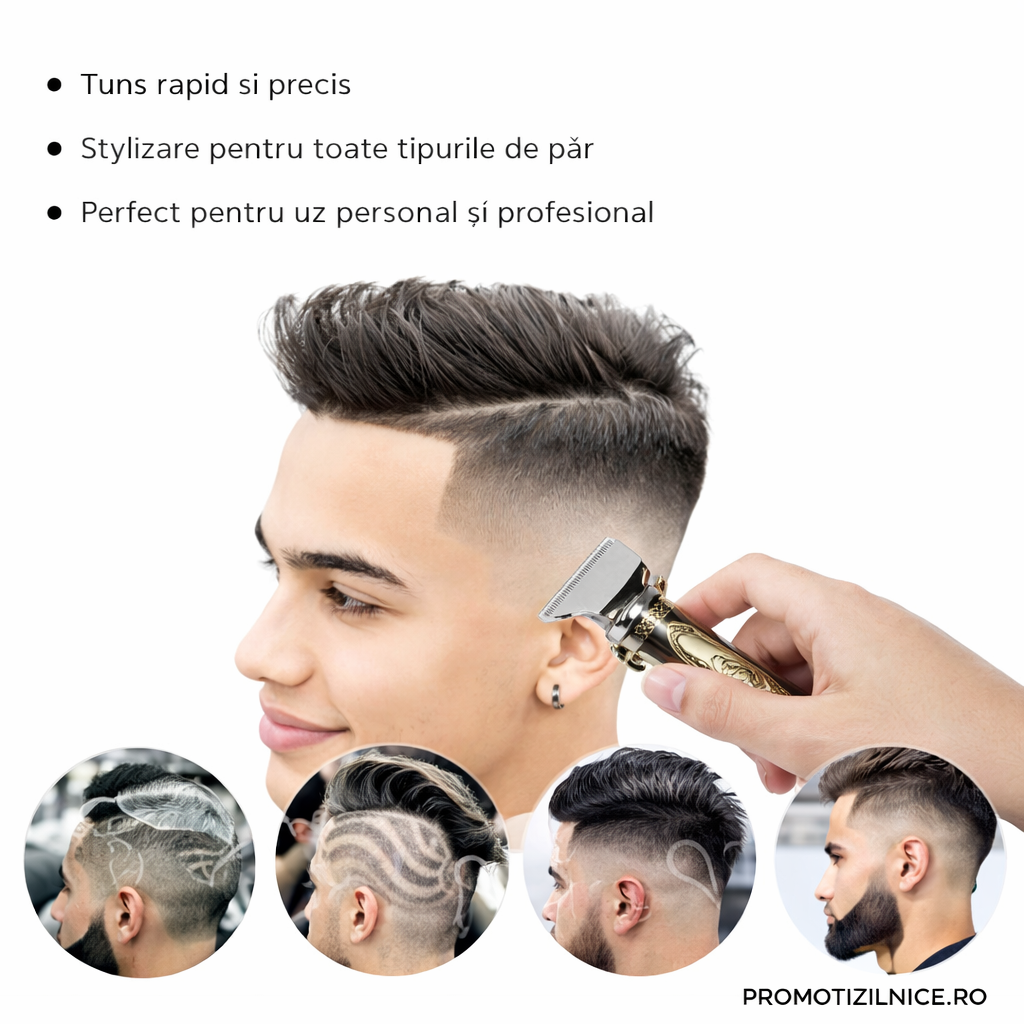 Pachet 2 bucati Masina de tuns profesionala, reincarcabila USB, lama T precisa, pentru par, barba si contur PromotiiZilnice