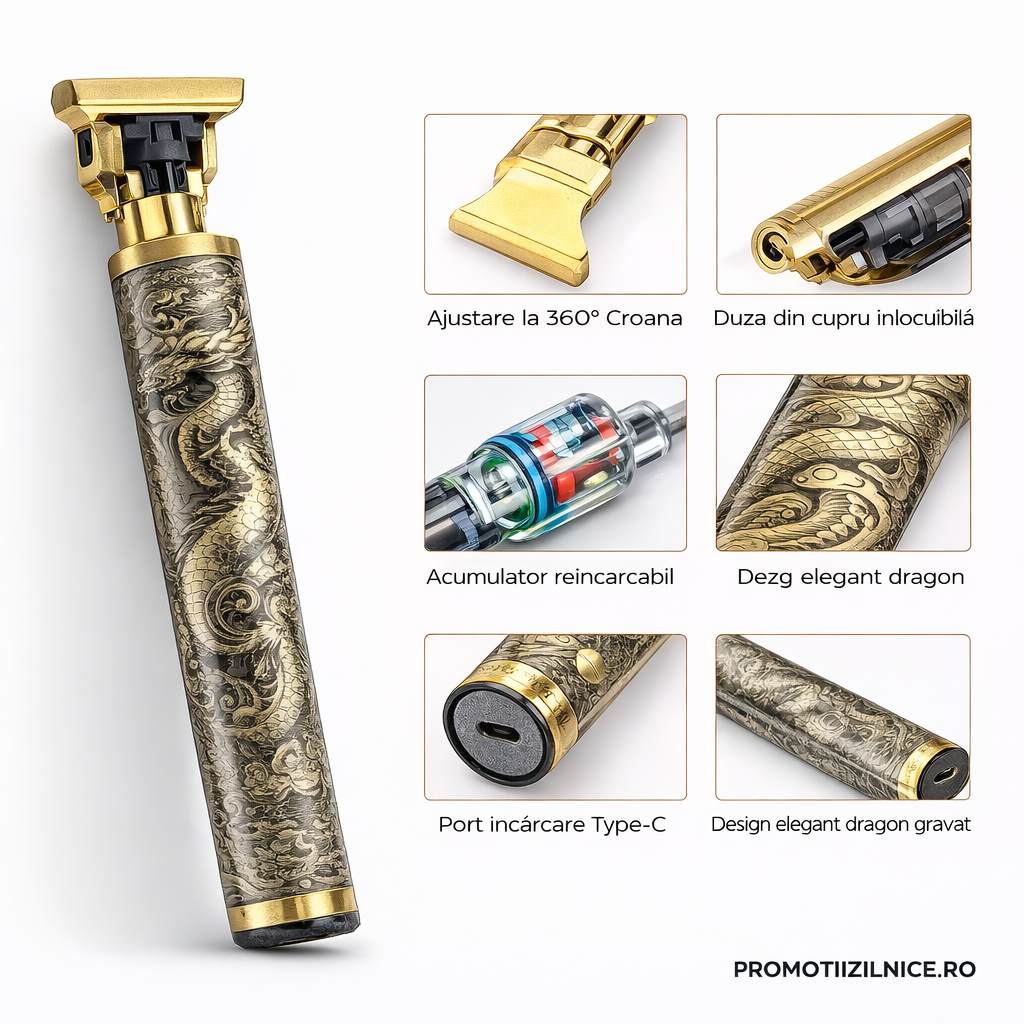 Pachet 2 bucati Masina de tuns profesionala, reincarcabila USB, lama T precisa, pentru par, barba si contur PromotiiZilnice