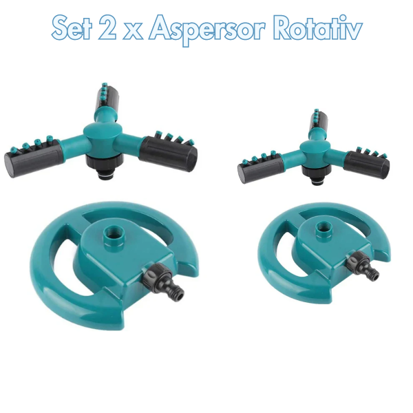Set 2 x Aspersor rotativ, ABS, 12 Duze pulverizare, Turcoaz
