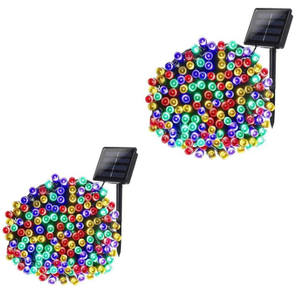 1+1 GRATIS Instalatie 100 LED pentru exterior cu incarcare solara, Multicolor