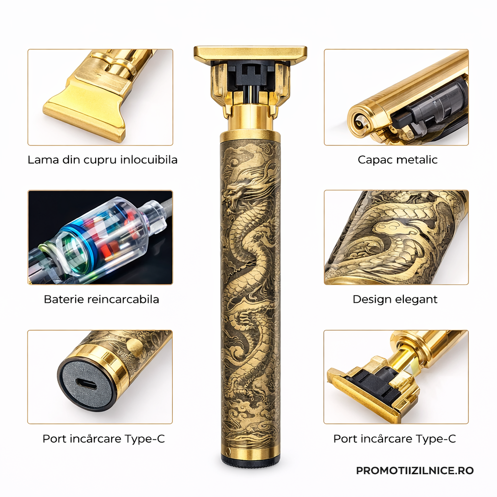 Pachet 2 bucati Masina de tuns profesionala, reincarcabila USB, lama T precisa, pentru par, barba si contur PromotiiZilnice