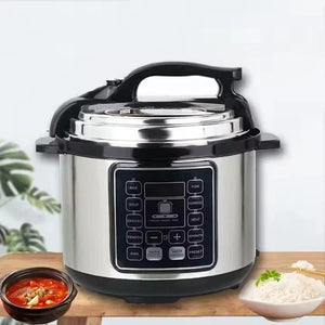 Multicooker 6L cu 14 programe, gatire sub presiune si mentinere la cald, negru/argintiu - PromotiiZilnice