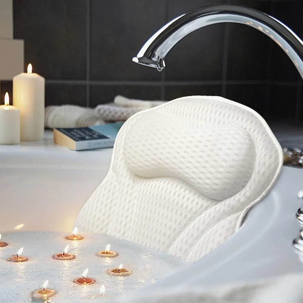 Perna pentru cada cu suport ergonomic pentru cap, material textil moale, alb - PromotiiZilnice