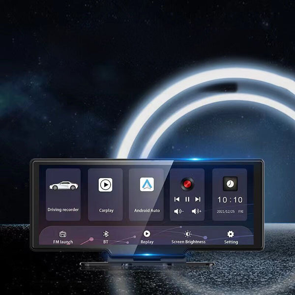 Camera auto de bord, ecran 10inch HD 4k, conexiune bluetooth pentru carplay, turnare telefon mobil, inregistrare dubla fata si spate, functie multimedia, ecran tactil, inregistrare in bucla