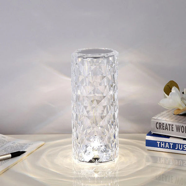 Lampa ElastiX din acril, transparent, cu 3 tipuri de lumina diferita, incarcare USB, control prin atingere, 21.5 cm x 8.5 cm