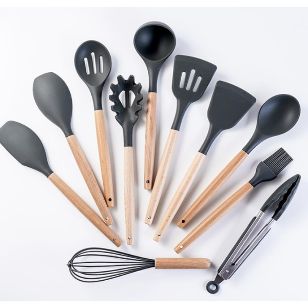 Set bucatarie de 19 ustensile de din silicon NEGRU