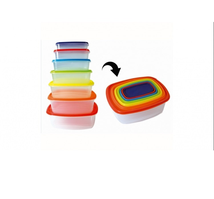 Set 7 caserole cu capace colorateÂ 