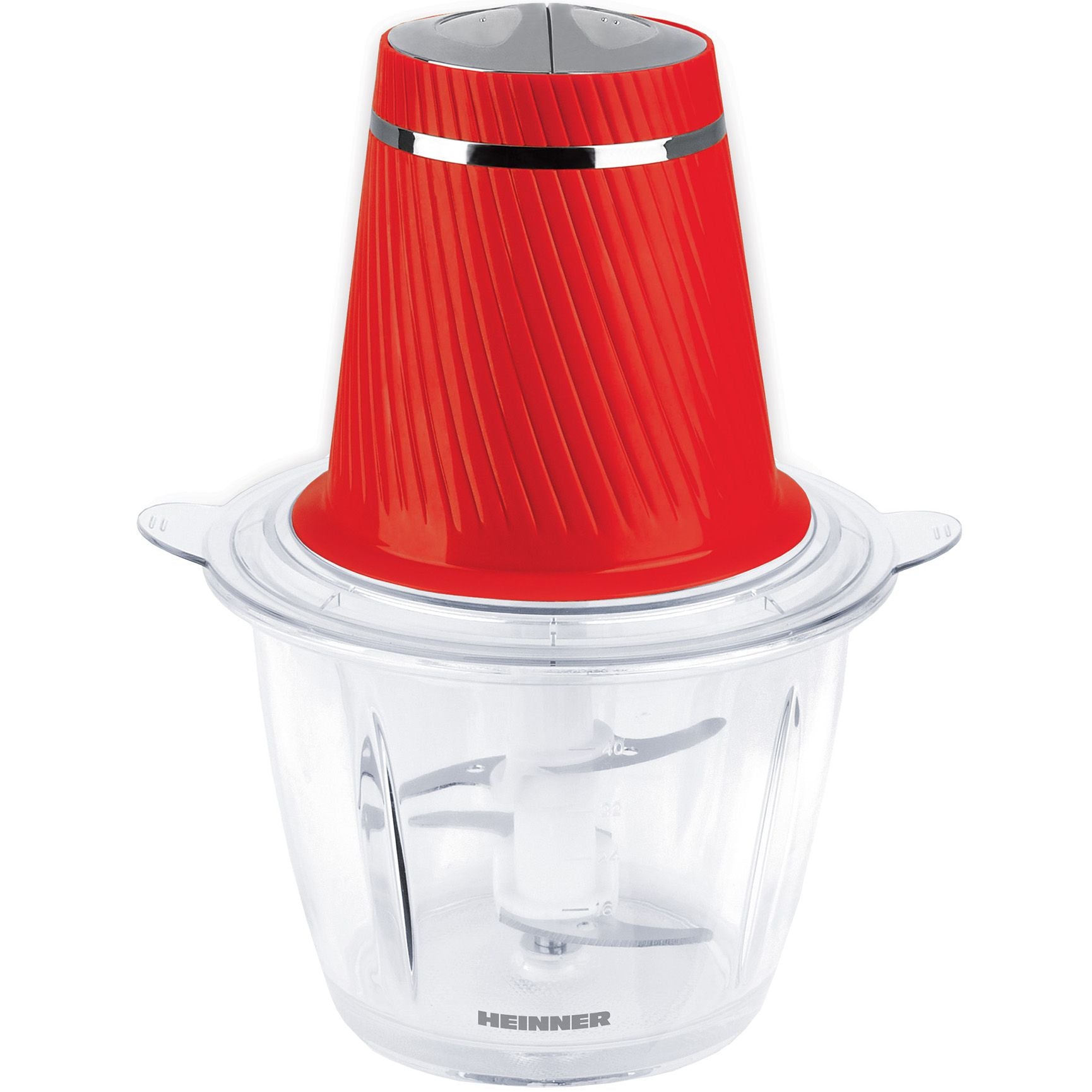 Tocator Heinner 300W, 2 cutite inox, bol sticla 1.2 L, 2 Viteze,